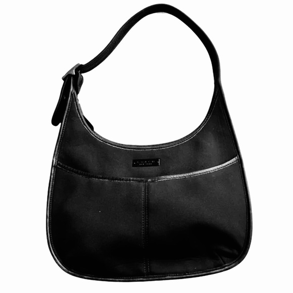 Coach Handbags - COACH Mercer #6203 Microfiber and Leather Black Hobo Bag